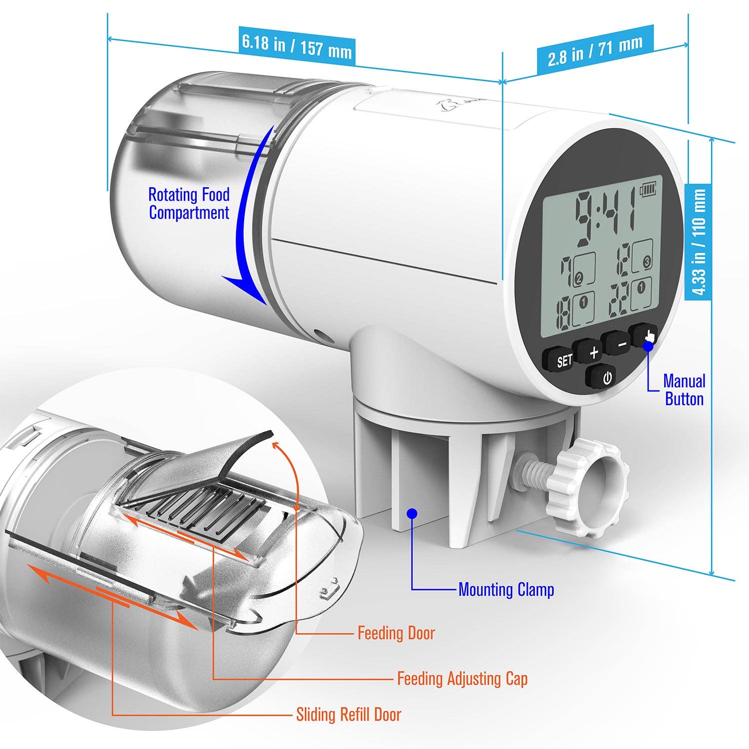 Fosmon - Wholesale Pet Bowl - Cat/Dog - JuzPetz Automatic Fish Feeder with Digital Display2