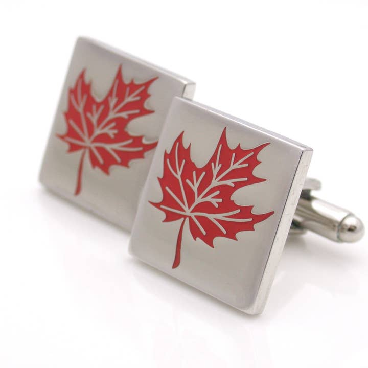 Maple Leaf Cufflinks - Red for wholesale by Kinzoku