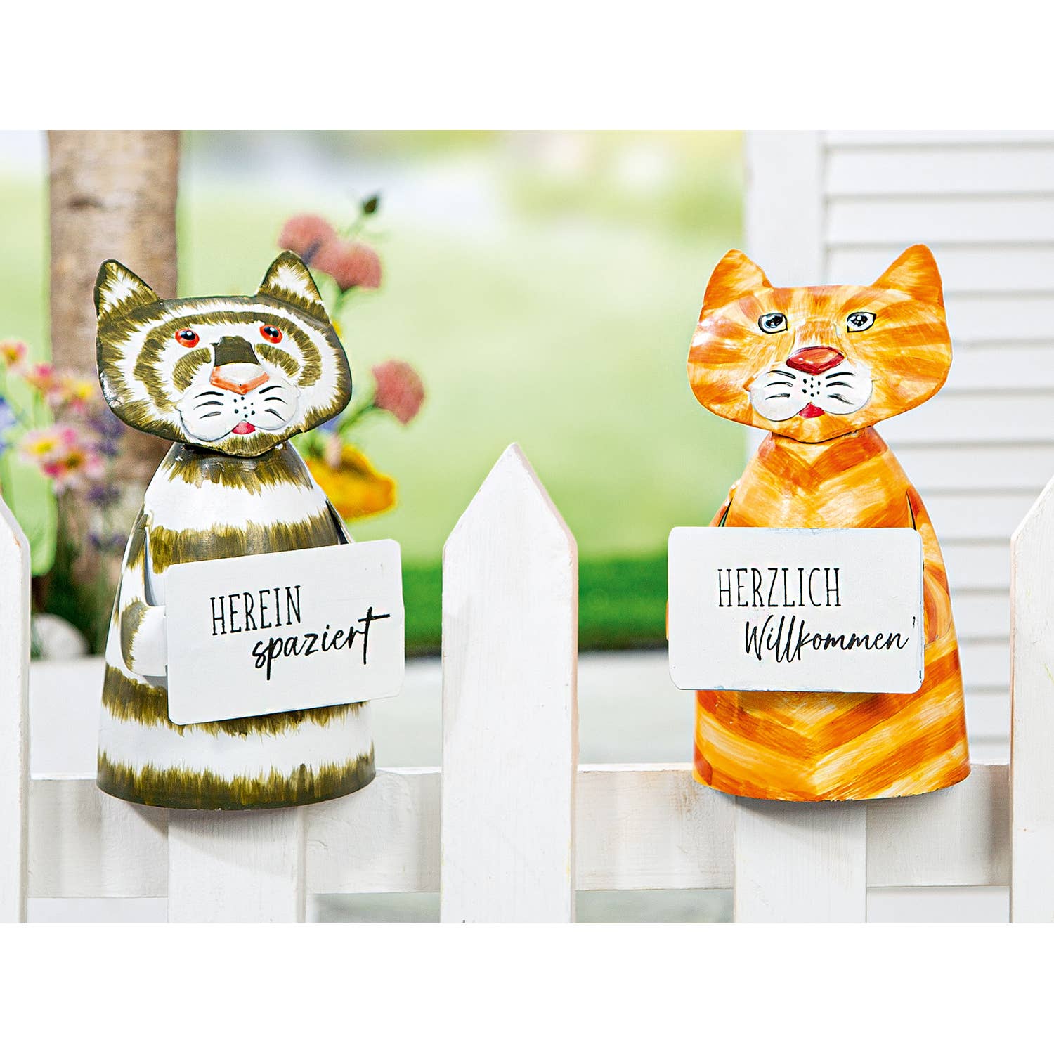 brown orange Ruby cat fence figure, 2-fold assorted, h. 19 cm for wholesale on Faire1