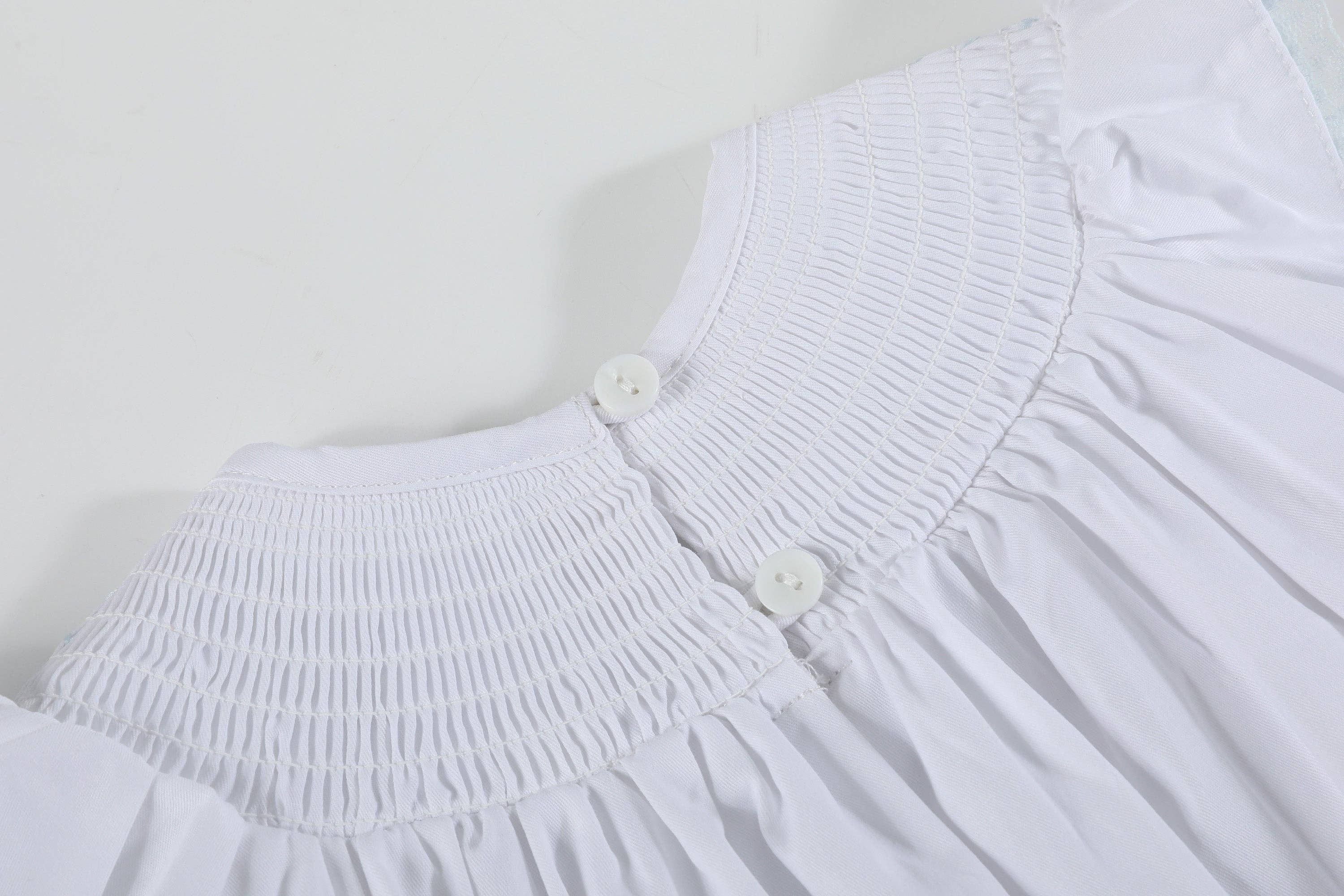 Lil Cactus – Engroshandel Kjole - Børn – Hvide og Blå Hellige Kors Rynket Biskop Kjole3