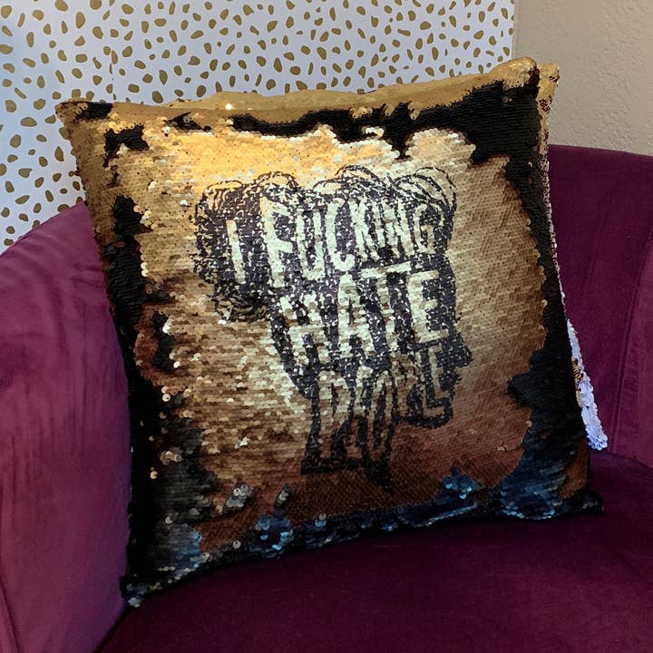 I Fucking Hate People Silhouette Pillow Cover for wholesale by Babe co. (formerly Metal Marvels)