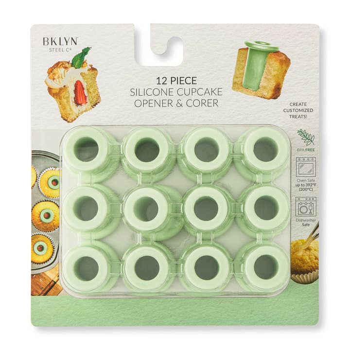 12pk Remplisseur et Videur de Cupcake en Silicone - Menthe Verte pour la vente par Core Home
