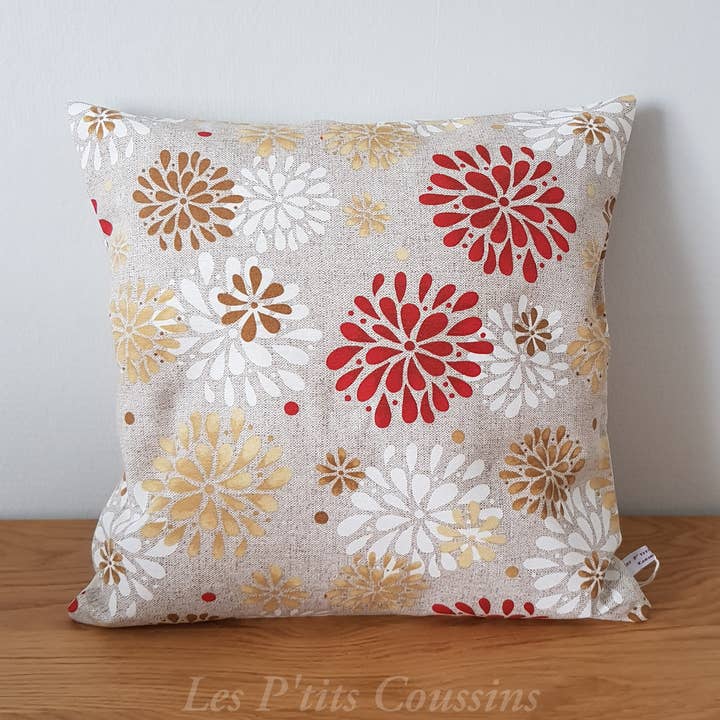 Decorative cushion with rosettes and flowers for wholesale by Les P'tits Coussins