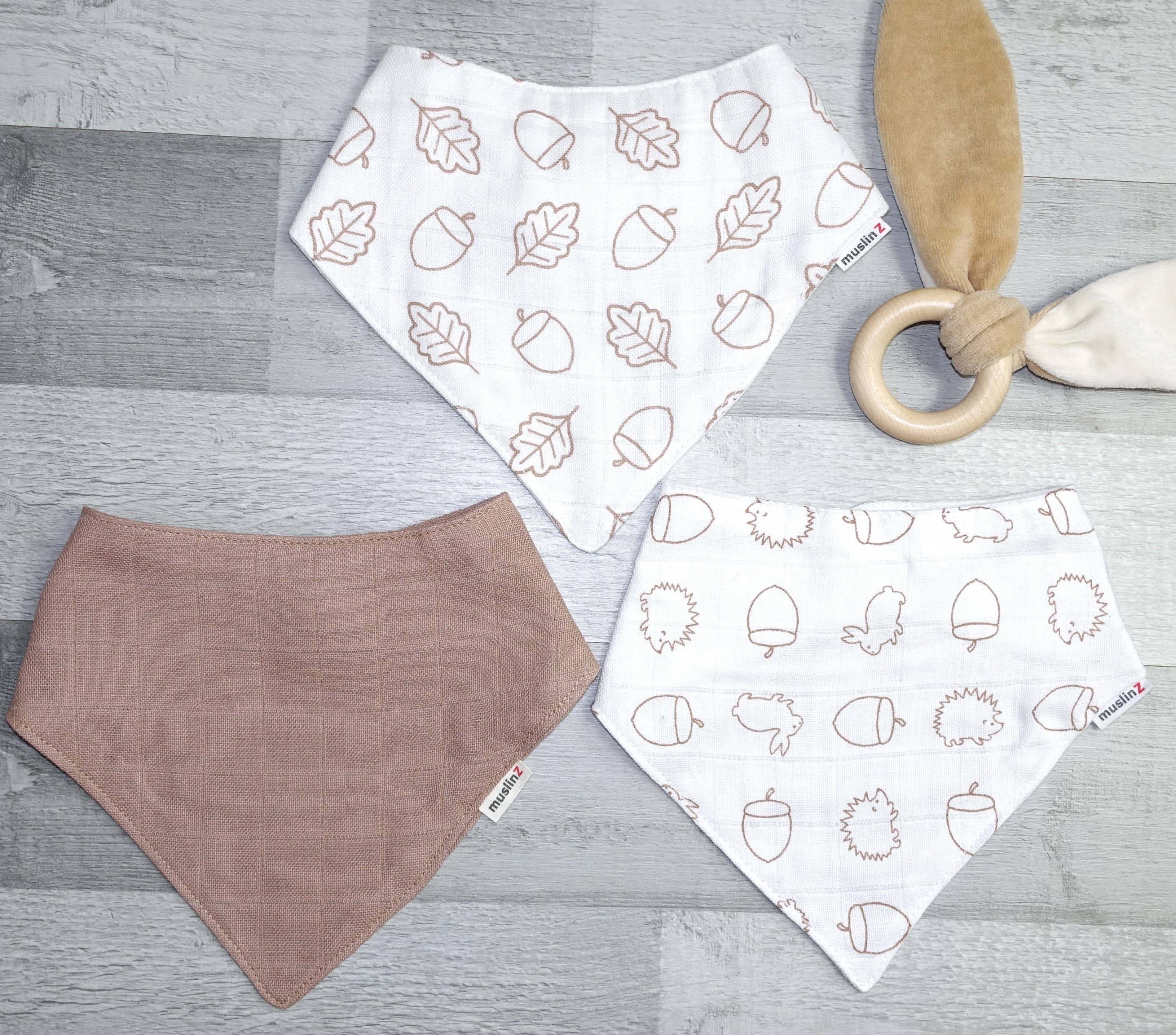 Muslinz - MerryGoRoundUK Ltd – wholesale Bandana bib – MuslinZ 3pk Cotton Muslin Dribble Bibs16