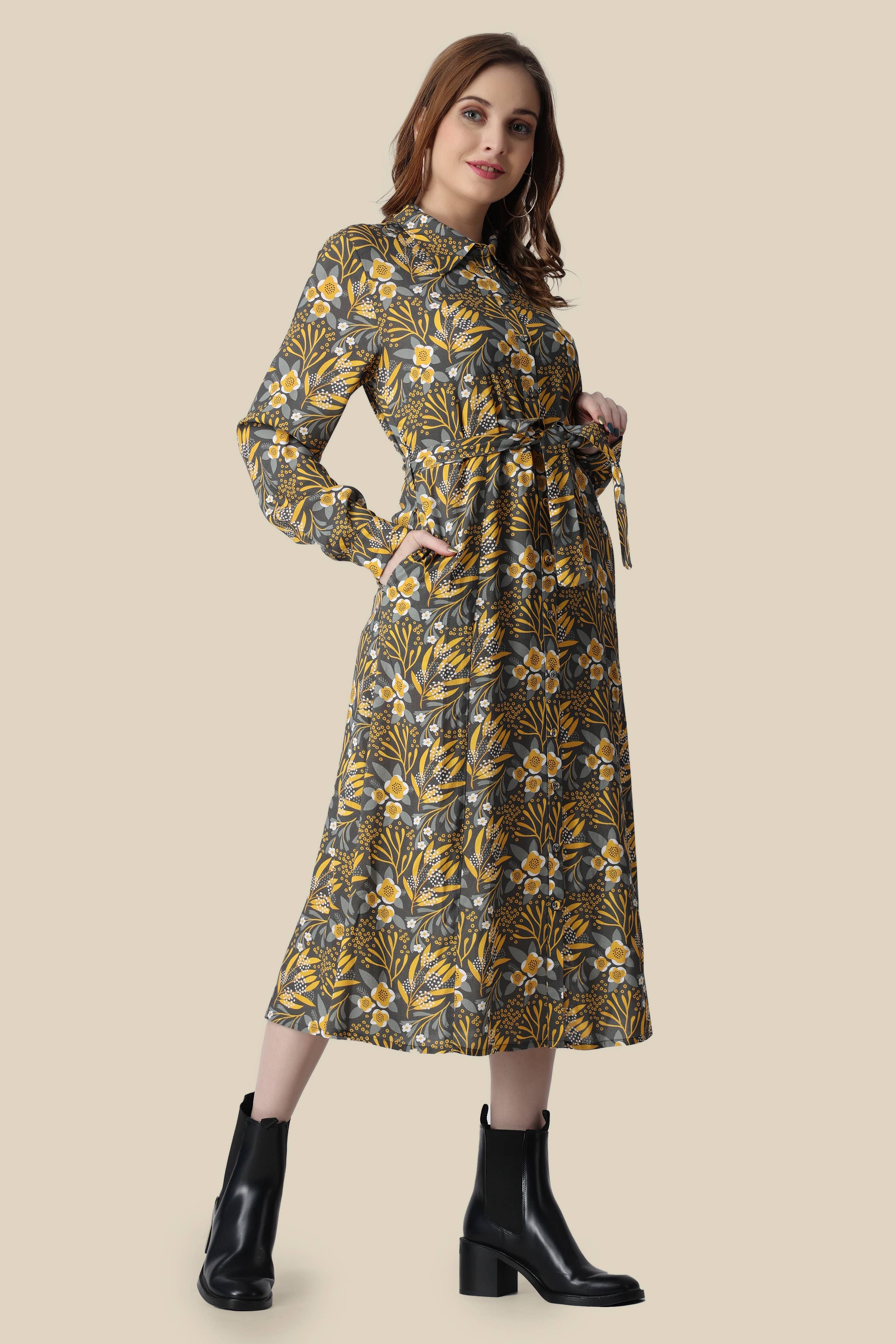 NRVNA MODE - Wholesale Dress - Women's - DANIQUE PRINTED SHIRT DRESS4