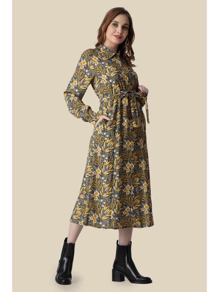 NRVNA MODE - Wholesale Dress - Women's - DANIQUE PRINTED SHIRT DRESS4