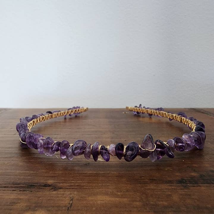 The Queen of Quartz - Wholesale Fashion headband – women's - Amethyst Chip Headband4