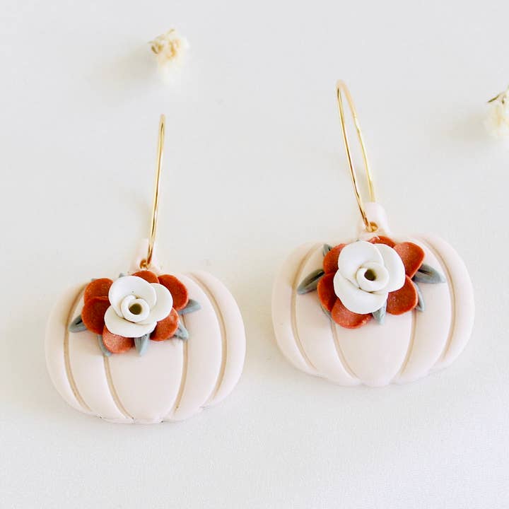 Clay earrings Pumpkin floral earring pumpkin clay earrings (Copy) for wholesale by PERNAZ JEWEL