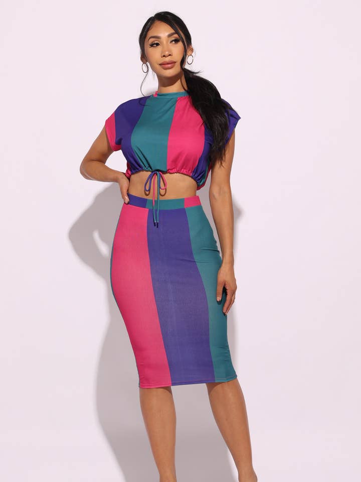 Crop top & Midi skirt set for wholesale by K Too