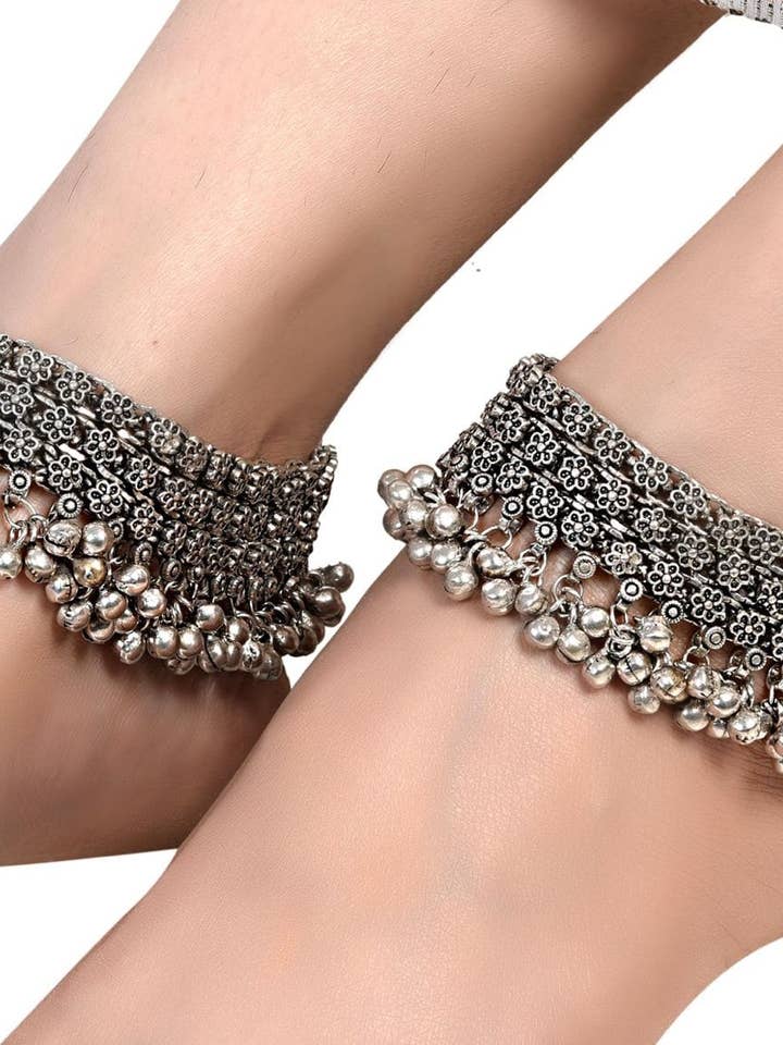 Indiase geoxideerde Bollywood Duitse zilveren replica enkelband payel voor wholesale door REAAAN COLLECTIONS