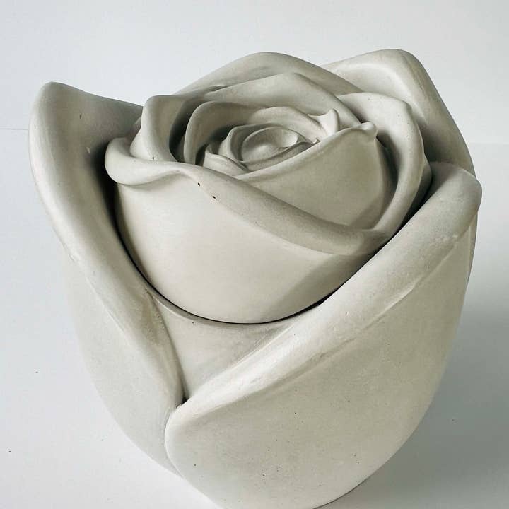 Aroma Sparks - Vente Bougeoirs - Récipient vide en forme de rose prêt à l'emploi pour bougies en ciment/béton12