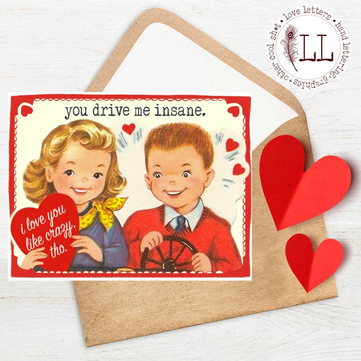 DÍA DE SAN VALENTÍN: tarjeta "Me vuelves loco" | vintage para venta al por mayor de Love Letters