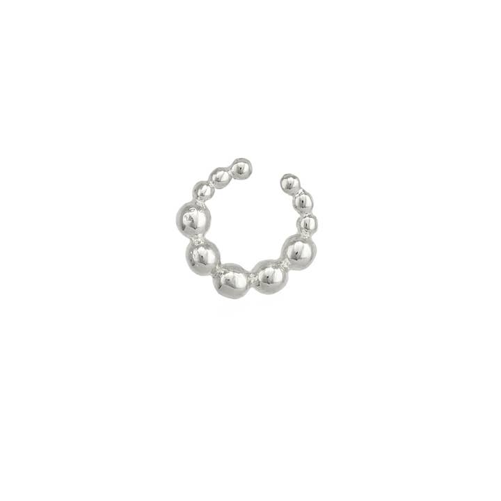 Fancy Bubble Bead Sterling Silver Ear Cuff No Piercing for wholesale by Spero London