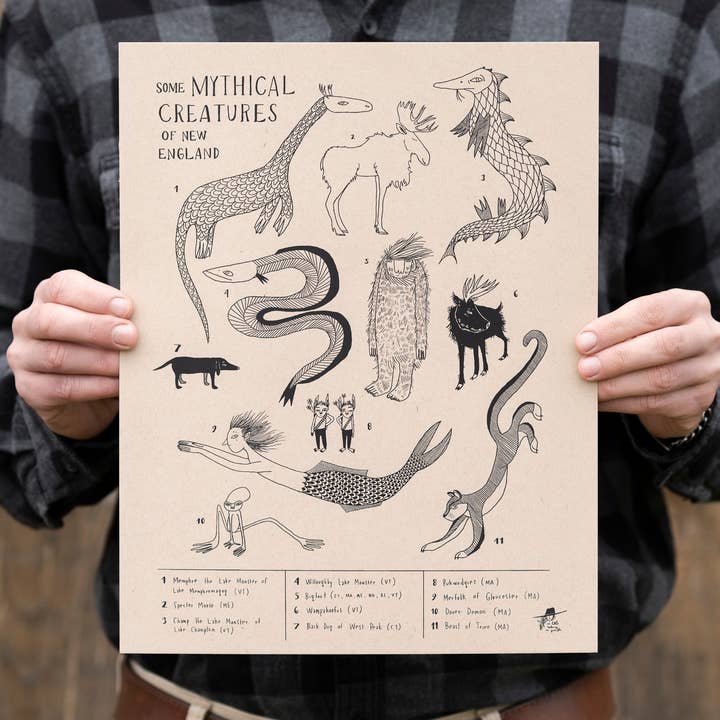 As Little Cooking as Possible – wholesale Poster – Some Mythical Creatures of New England | Screen-Print