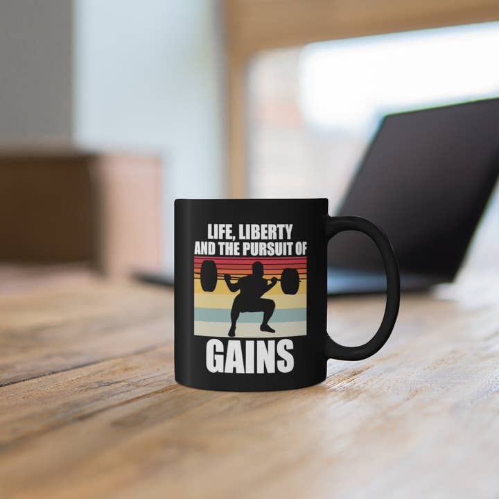 Teegarb LLC - Wholesale Coffee mug - 11oz Black Coffee Mug Ceramic Novelty Patriotic Weightlifter Bodybuilder Bodybuilding Fan Hilarious Chauvinistic Physical FItness Working Out Lover5