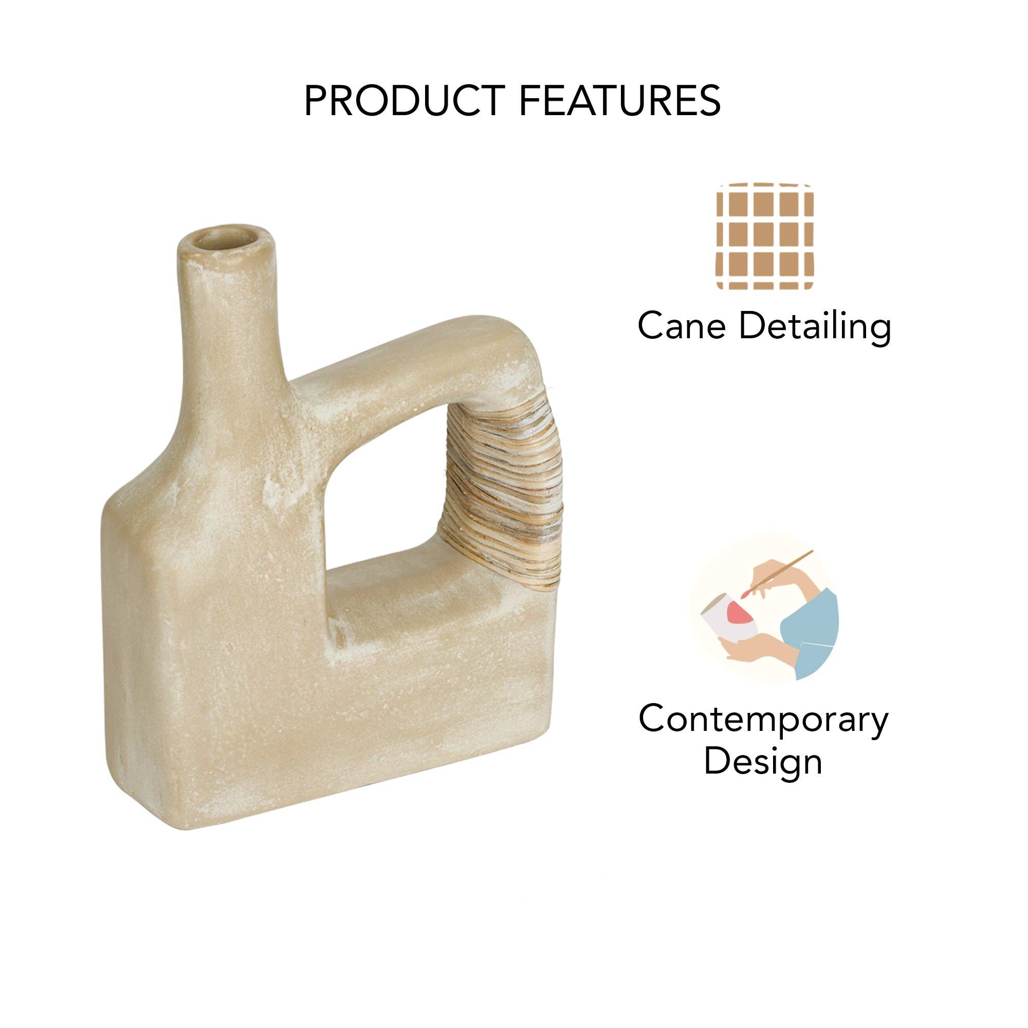 Cream Sarafay Large Ecomix Cane Vase for wholesale on Faire4