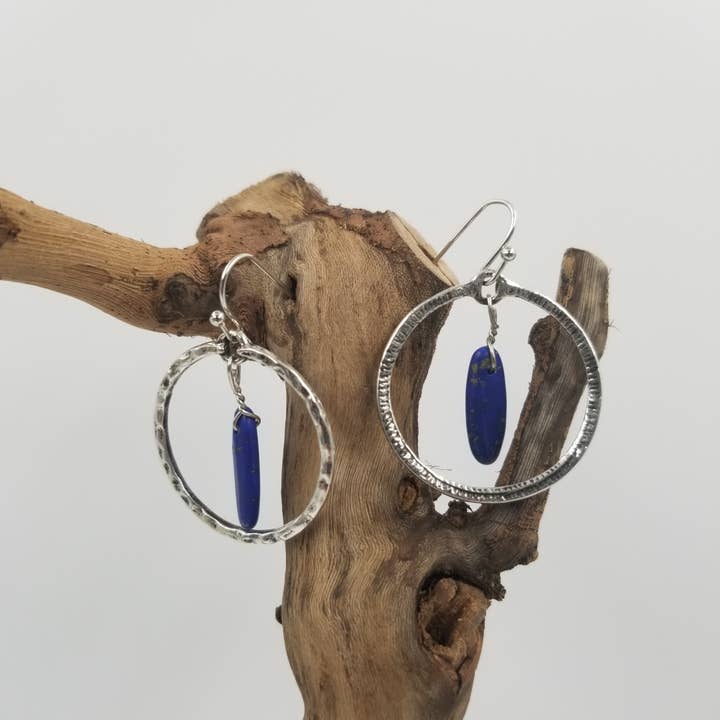 Handmade Natural Lapis Lazuli Round Earrings for wholesale by CHAKRA JEWELRY