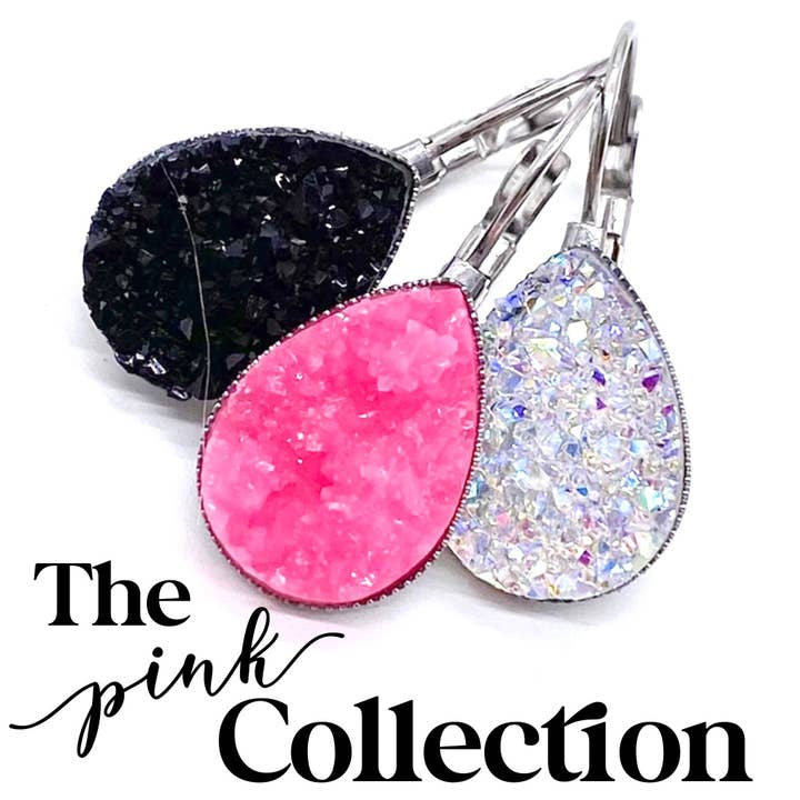 Doohickies - Wholesale Dangle Earrings - Big as Texas Teardrop Dangles: Pink Collection -Earrings