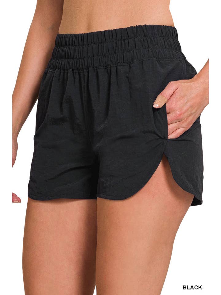Vanilla Monkey - Wholesale Athletic Shorts - Women's - Windbreaker Smocked Waistband Running Shorts