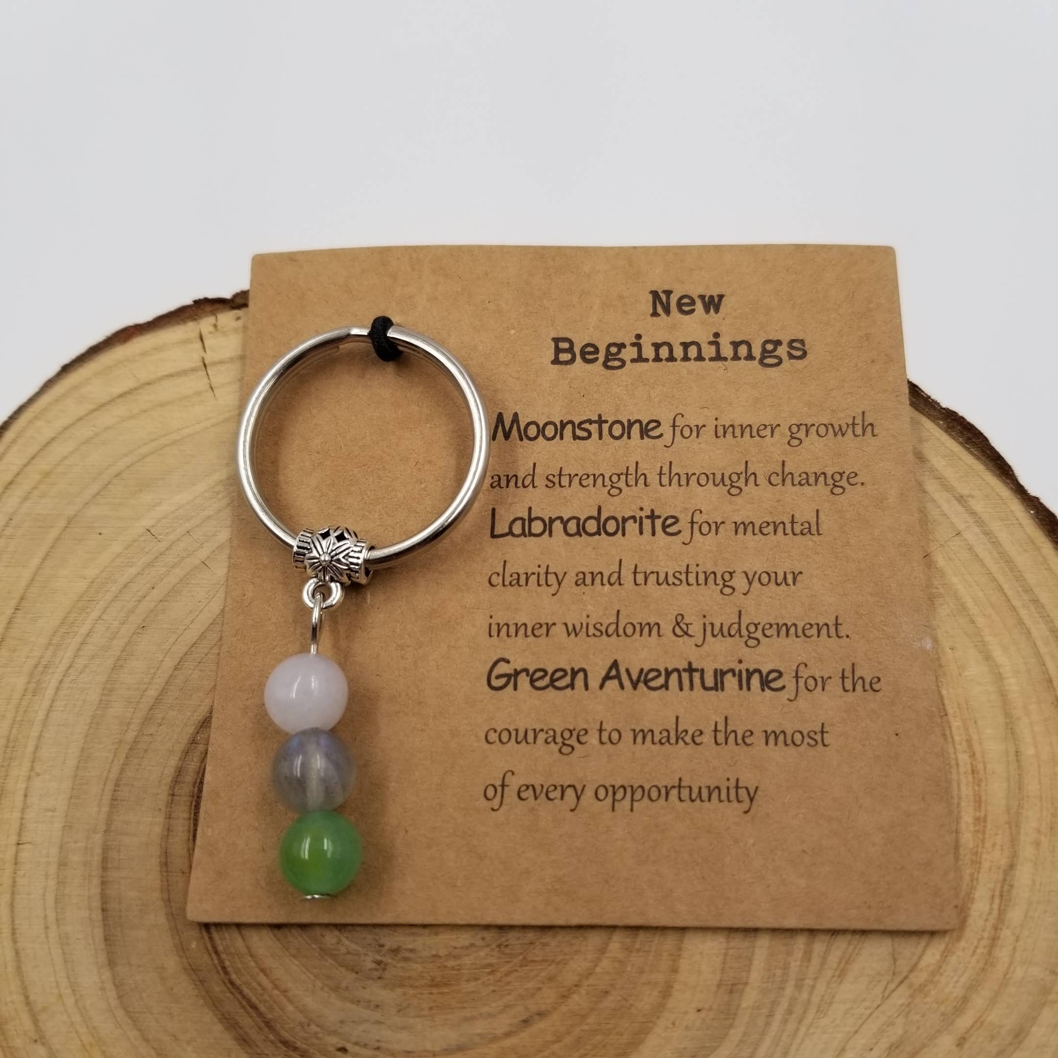 CHAKRA JEWELRY - Wholesale Keychain - Women's - Natural Stone Bead Lucky Chakra Keychain With Card3