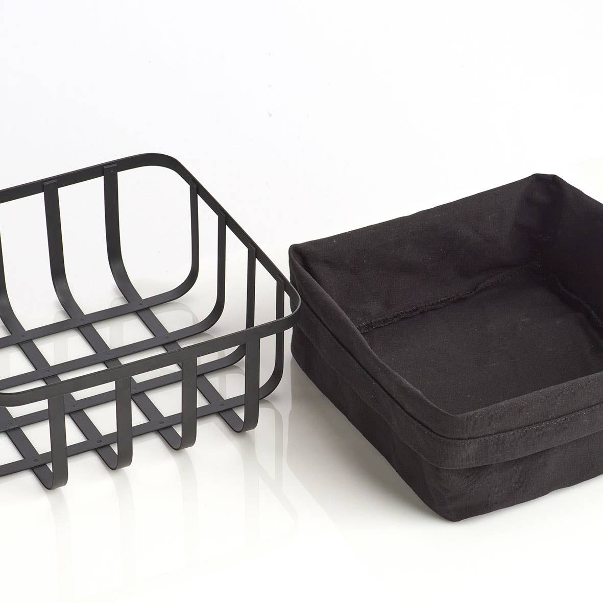 Bread basket M. Bag, metal/cotton, black #2 for wholesale on Faire2