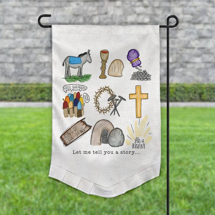 Easter Garden Flag | The Easter Story | Gospel Message for wholesale by Sew Many Blessings LA