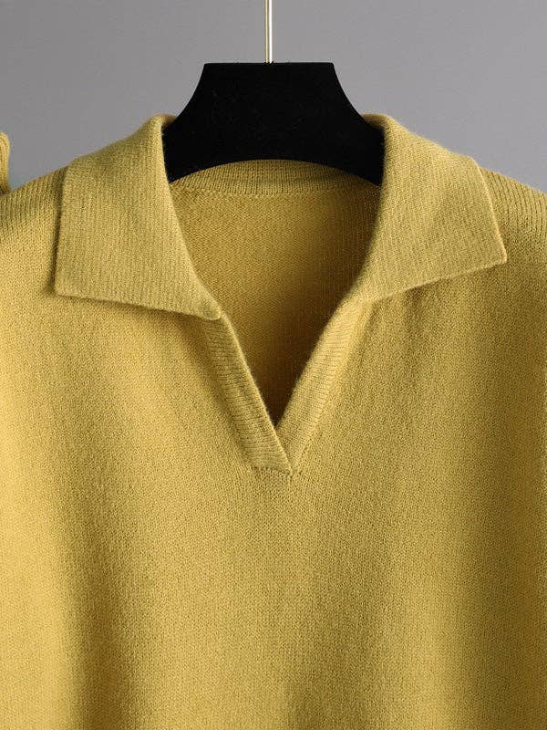 Plush Looks - Vendita all'ingrosso Completo top e pantaloni (NON loungewear) - Donna - Set di due pezzi in maglione polo a maniche lunghe Urban in tinta unita e pantaloni a gamba larga5