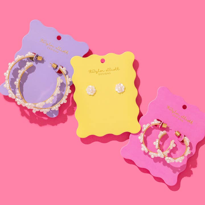 Taylor Elliott Designs - Venta al por mayor Pendientes de botón/aretes de poste - Pendientes de botón - Flores de perlas - Amelia2