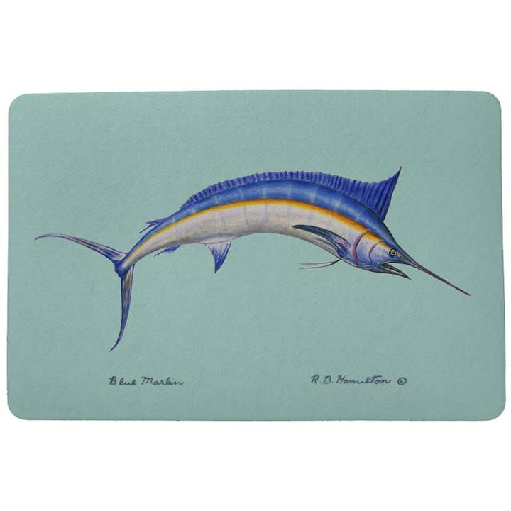 Blue Marlin Door Mat for wholesale by Betsy Drake Interiors