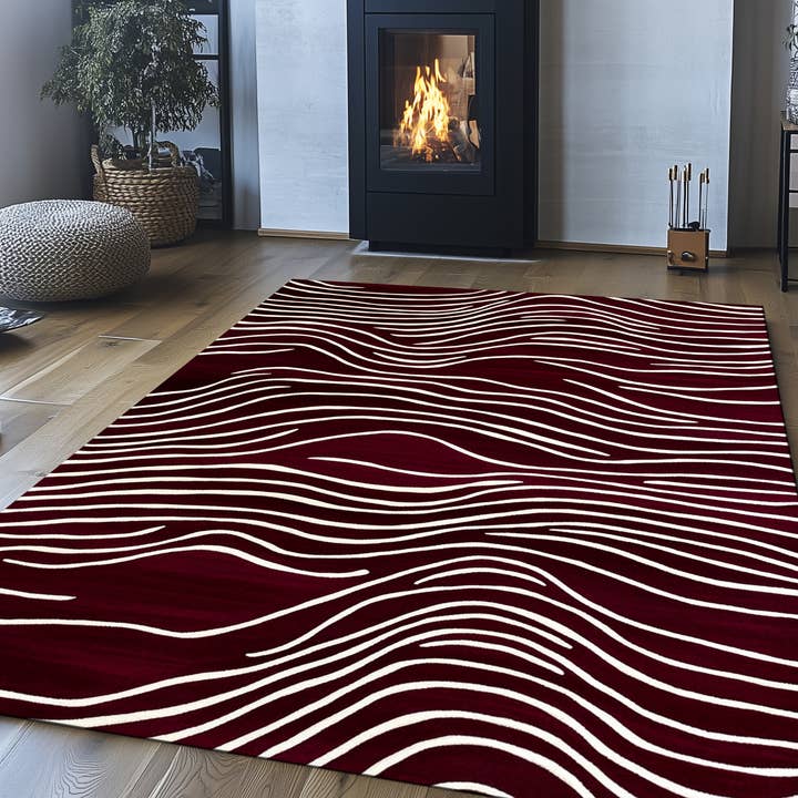 Bourgondische Linescape - Handgemaakte NZ Wol Vloerkleed - Aangepaste Opties voor wholesale door Sova Rugs