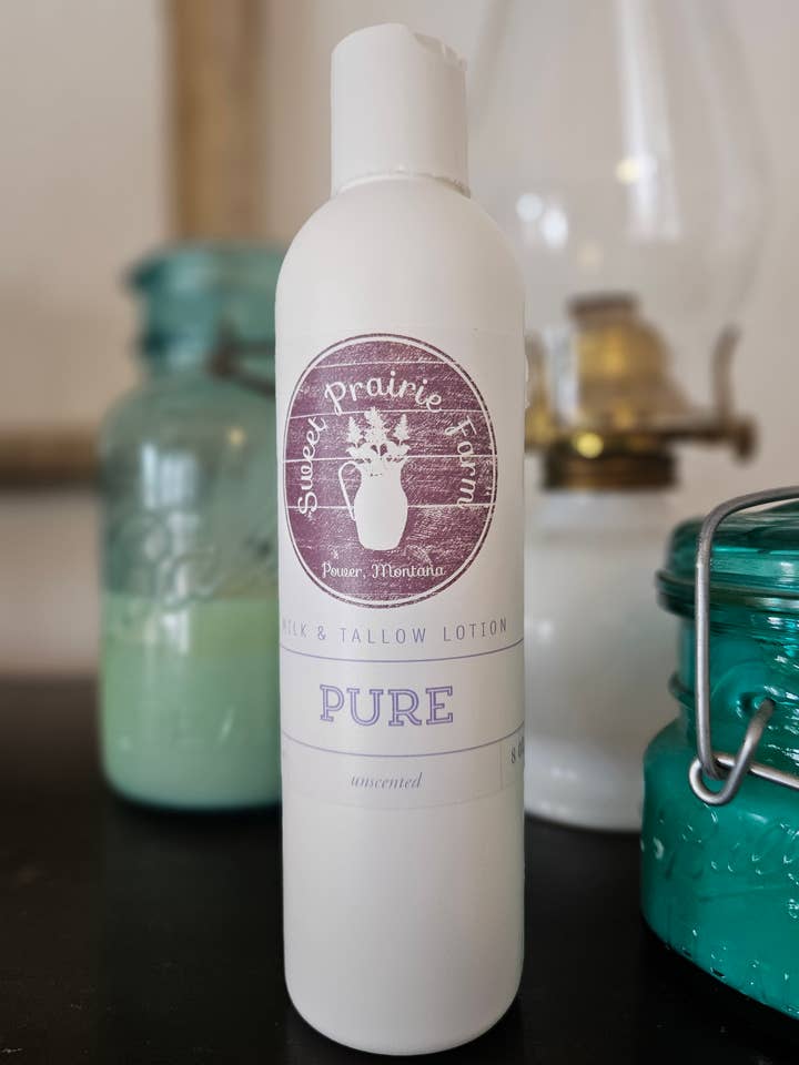 Pure (Unscented) Milk & Tallow Lotion for wholesale by Sweet Prairie Farm, LLC