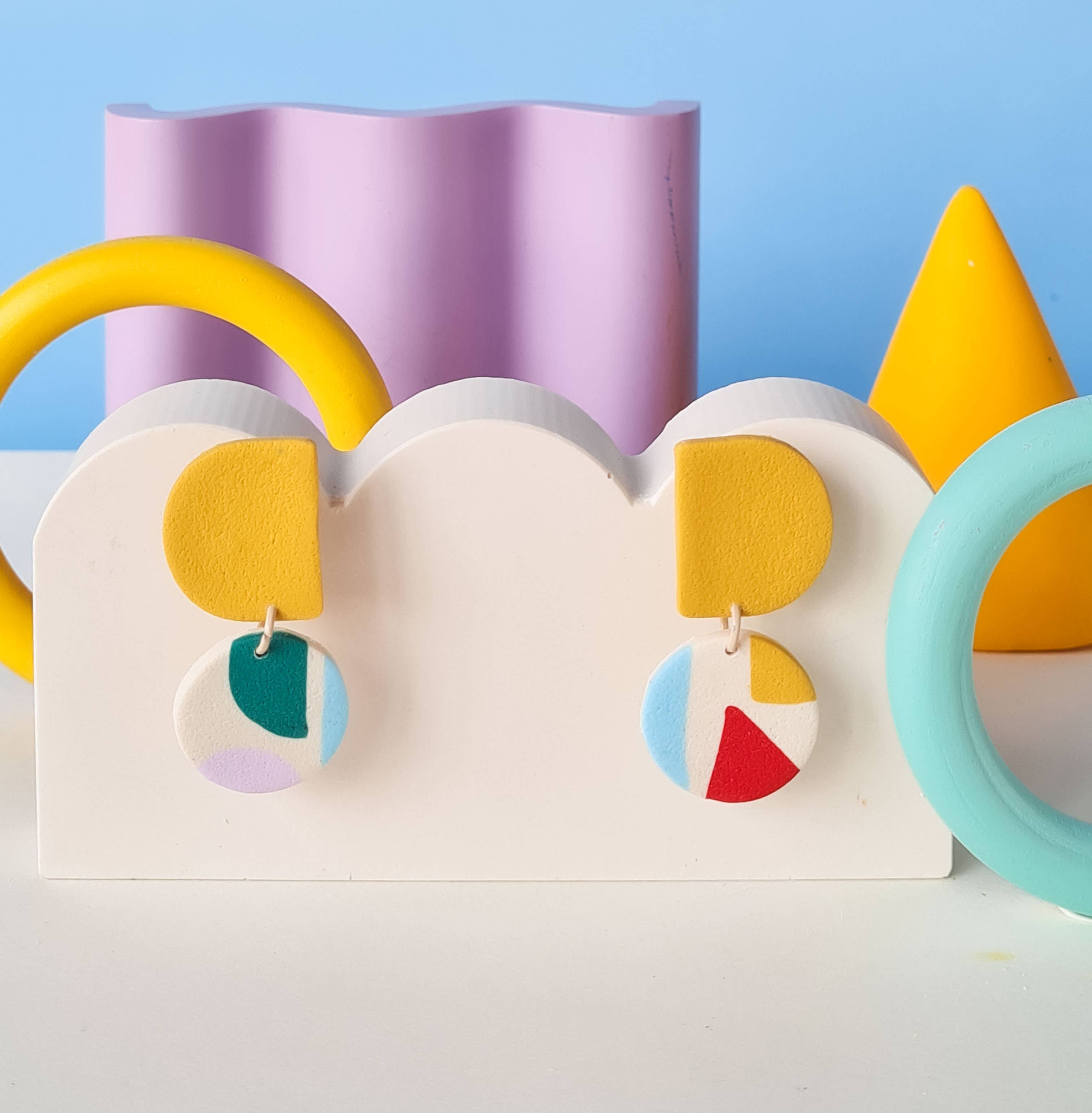 Mono - Wholesale Dangle Earrings - colorful patterned handmade clay earrings in 19 varieties5