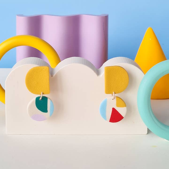 Mono - Wholesale Dangle Earrings - colorful patterned handmade clay earrings in 19 varieties5