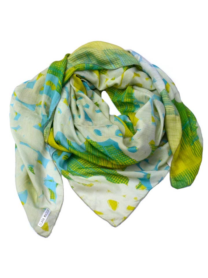 Écharpe jaune turquoise pour la vente par Clara Kaesdorf