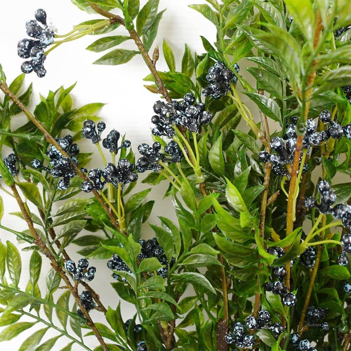 Leaf Design UK LTD - Wholesale Artificial Plant - 6x 70cm Nandina Foliage Blue Berry Spray Artificial