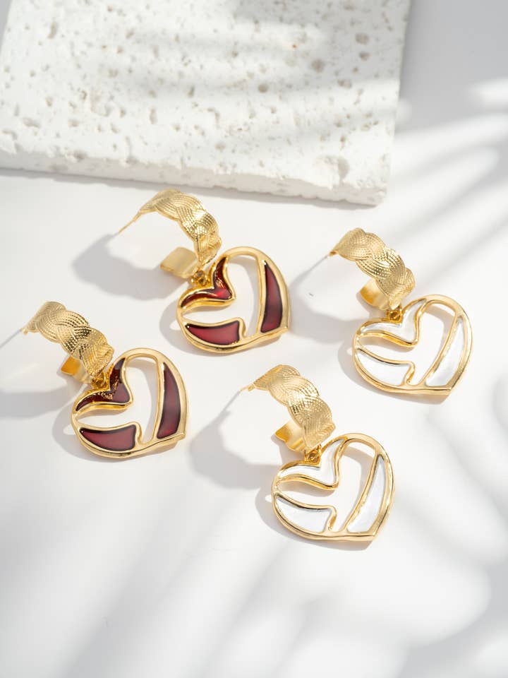 Intertwined Hearts Openwork Earrings Stainless Steel for wholesale by COSMOS