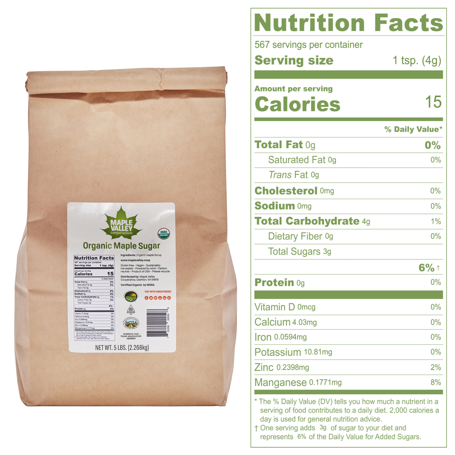 Maple Valley Cooperative - Wholesale Sugar/Sweetener - Maple Sugar Organic 5lb Bulk2