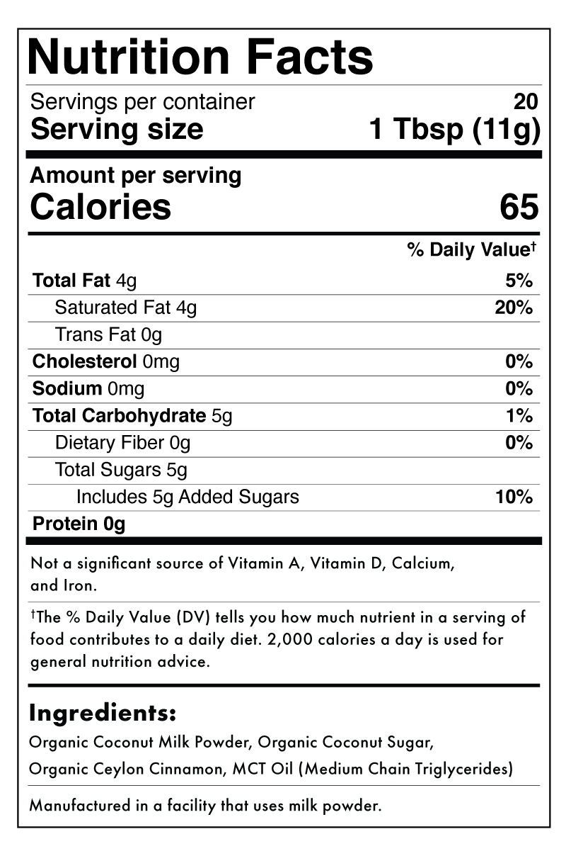 Treehouse Originals - Wholesale Creamer - Cinnamon Vegan Coconut Creamer Bulk | Treehouse Originals1