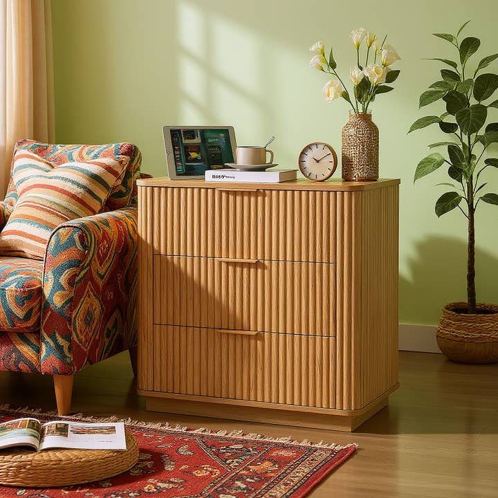 Chêne Table de nuit en bois Roros 3 tiroirs en vente sur Faire5