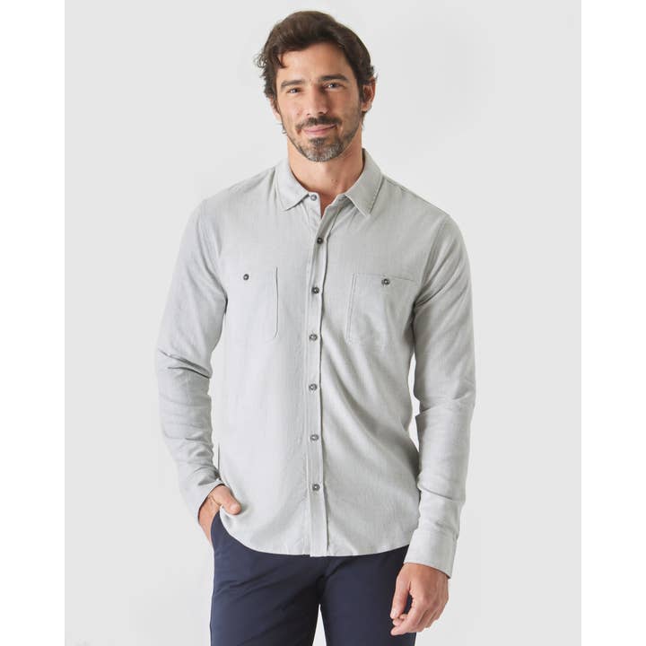 Long Sleeve Shirt | Lightweight Flannel | Heather Gray for wholesale by True Classic