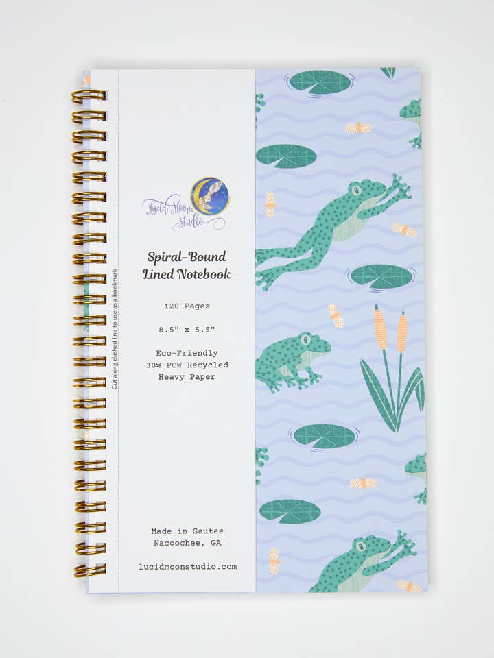 Carnet à spirale Leaping Frogs - Pages lignées pour la vente par Lucid Moon Studio, LLC