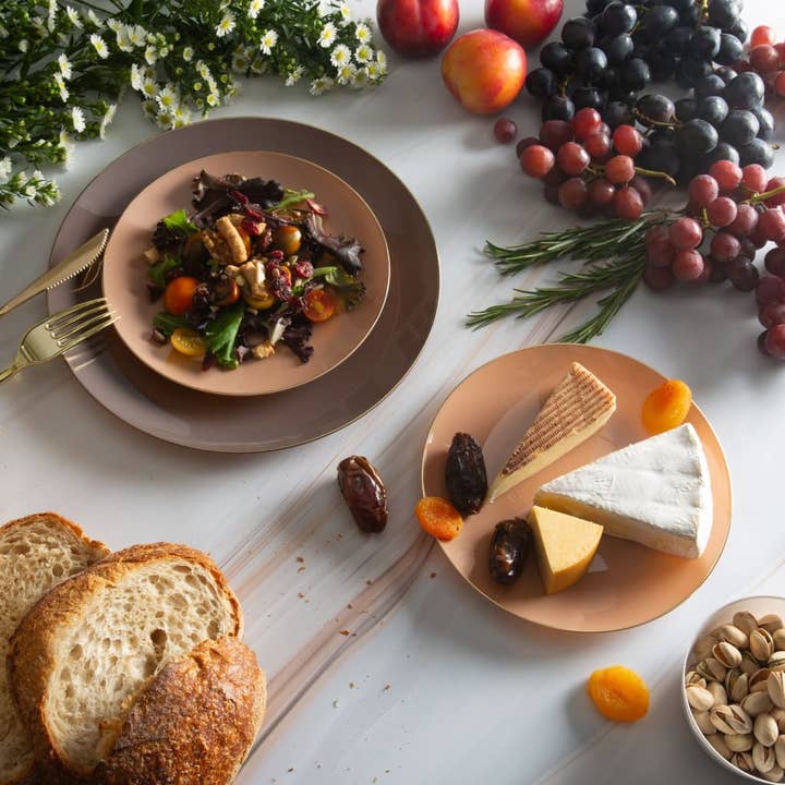 Luxe Party - Wholesale Disposable plate - Round Truffle • Gold Plastic Plates | 10 Pack