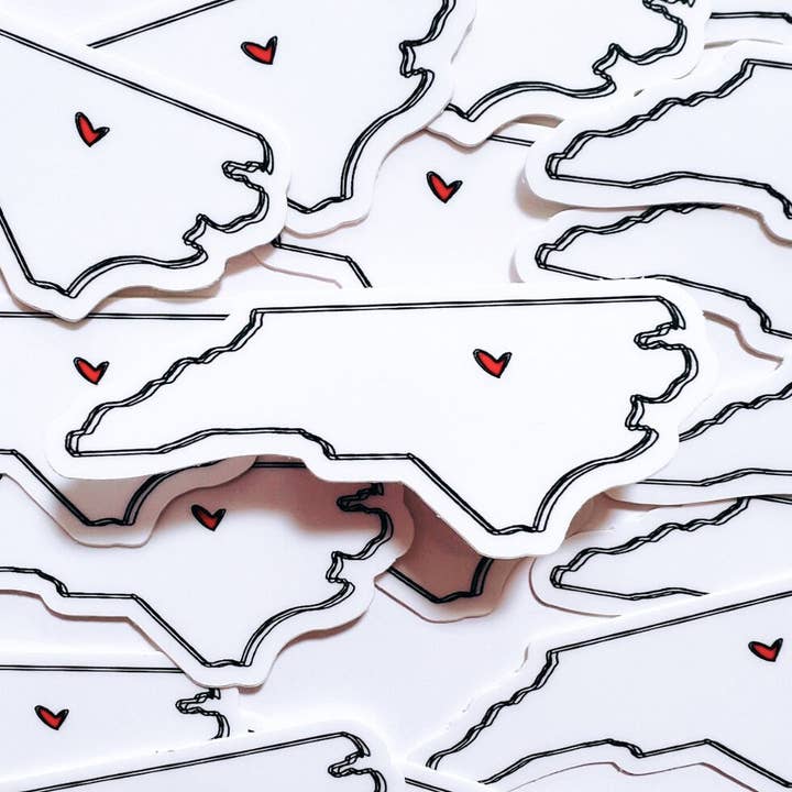 Positively North Carolina - Wholesale Sticker - North Carolina Minimalist Heart Vinyl Sticker5