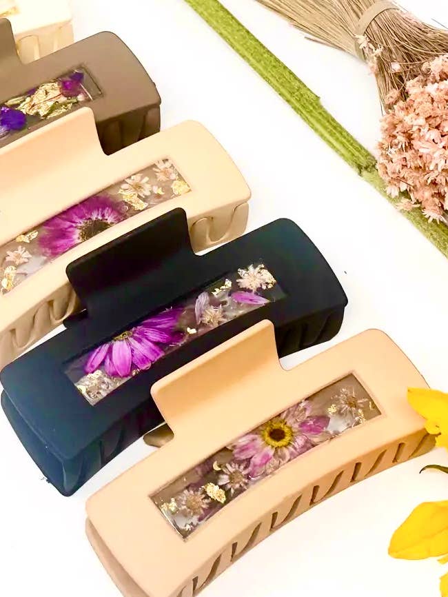 Pressed Flower Claw Clips *seasonal flowers!* for wholesale by AlwaysJean