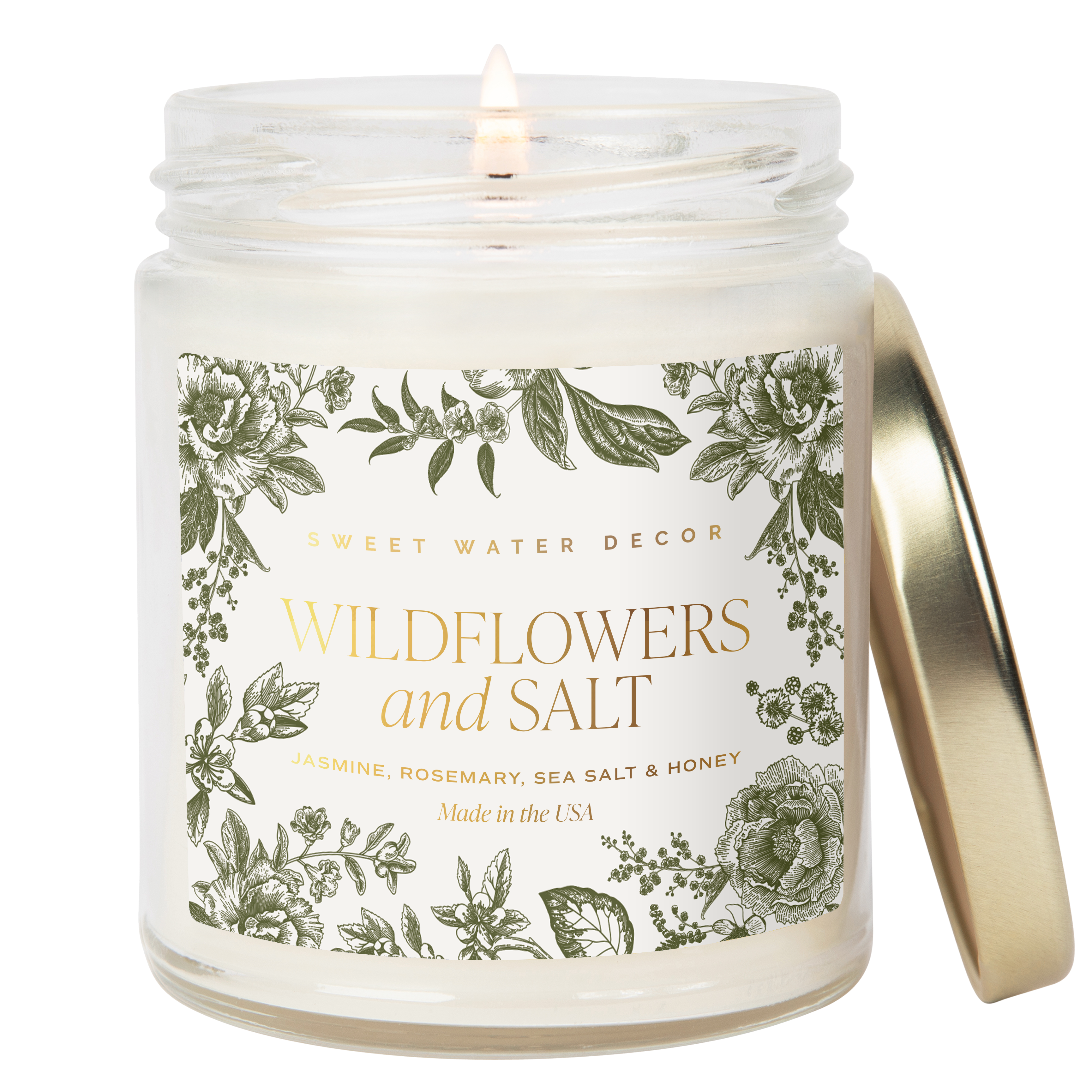 Sweet Water Decor - Wholesale Jar/Filled Candle - Wildflowers and Salt 9 oz Soy Candle - Summer Home Decor2