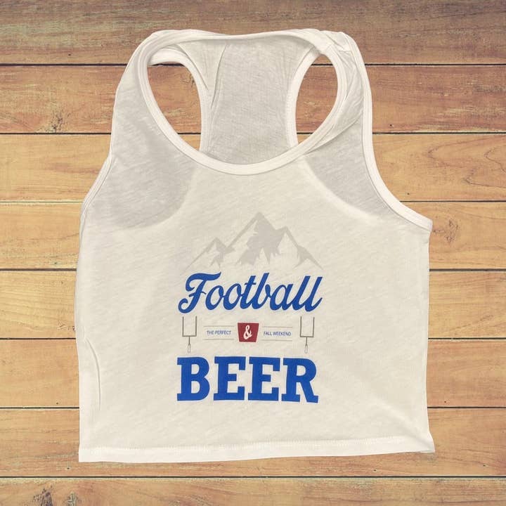 Football and Beer Cropped Tank Top for wholesale by LA PRINT AND STITCH
