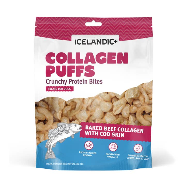 Flocons de Collagène de Bœuf avec Friandises à la Peau de Morue pour Chiens - 70g pour la vente par Icelandic+