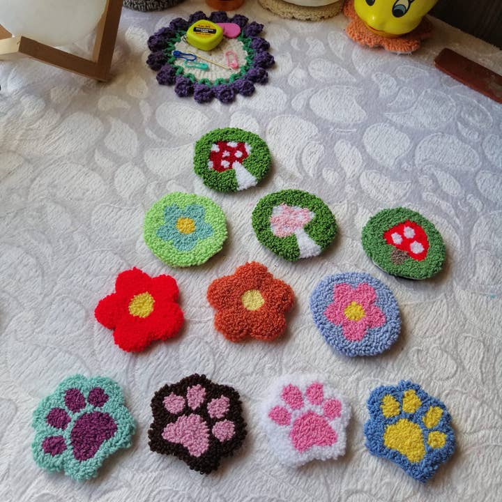 Posavasos de regalo Punch Needle para coche, perforadora de agujas hecha a mano para venta al por mayor de despinacrafting