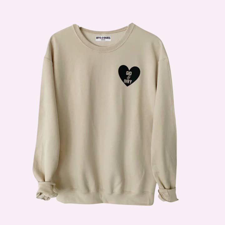 HEART U MOST ♡ beige personalizable sweatshirt for wholesale by BFFS & BABES