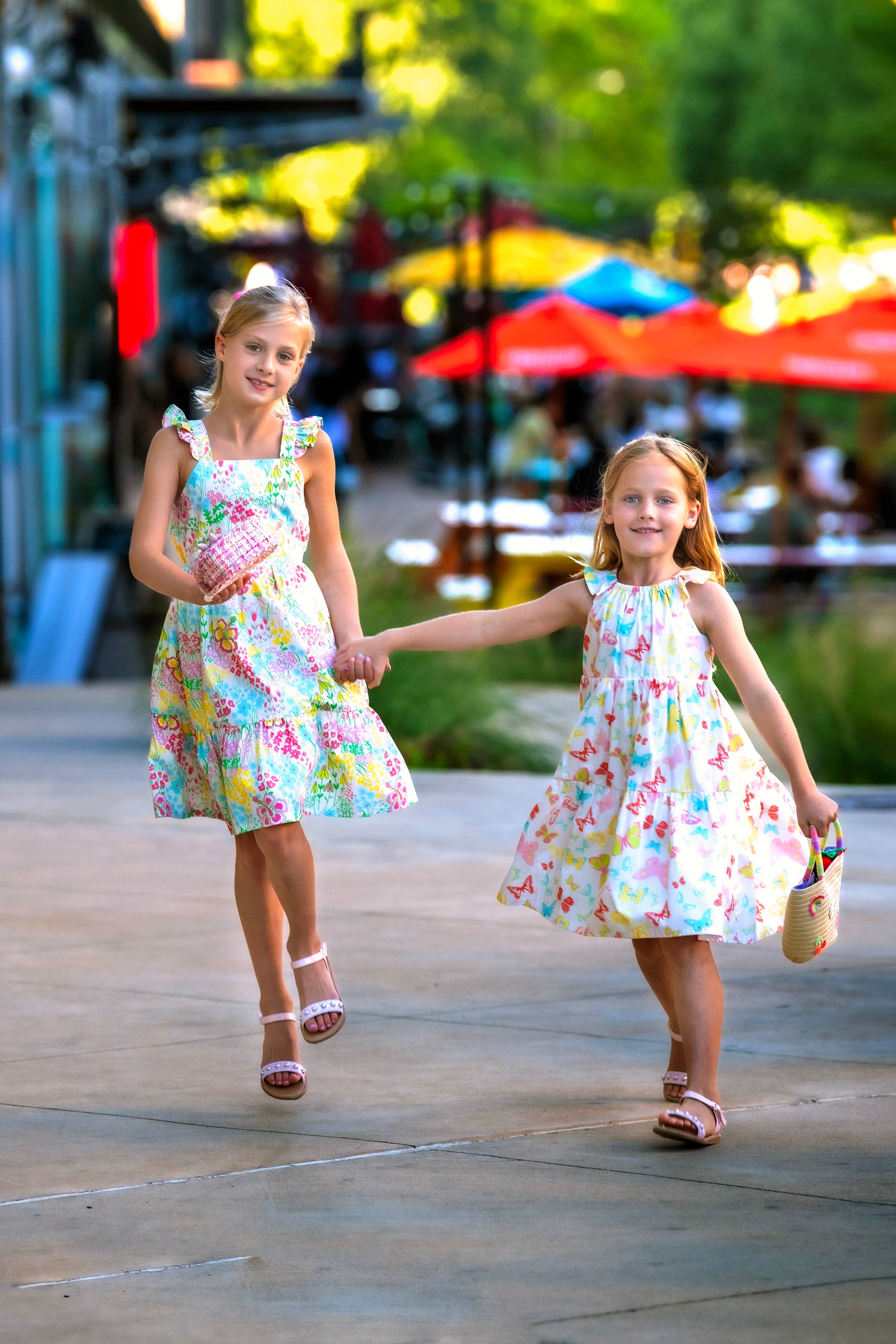 Minna - Wholesale Dress - Kids -  Flutter Sleeve Sun Dress - Magical Sunny Meadow Florals24